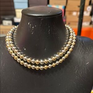 Elegant Gold and Silver Beaded Necklace